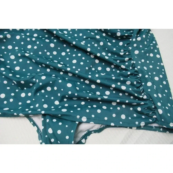 NWT Simply Swim One Piece Polka Dot Turquoise Halter Style Padded Size 3X - Picture 7 of 7